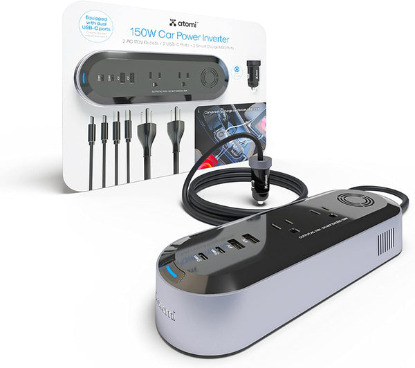 Atomi 150W Car Power Inverter with 2 AC 110V Outlets